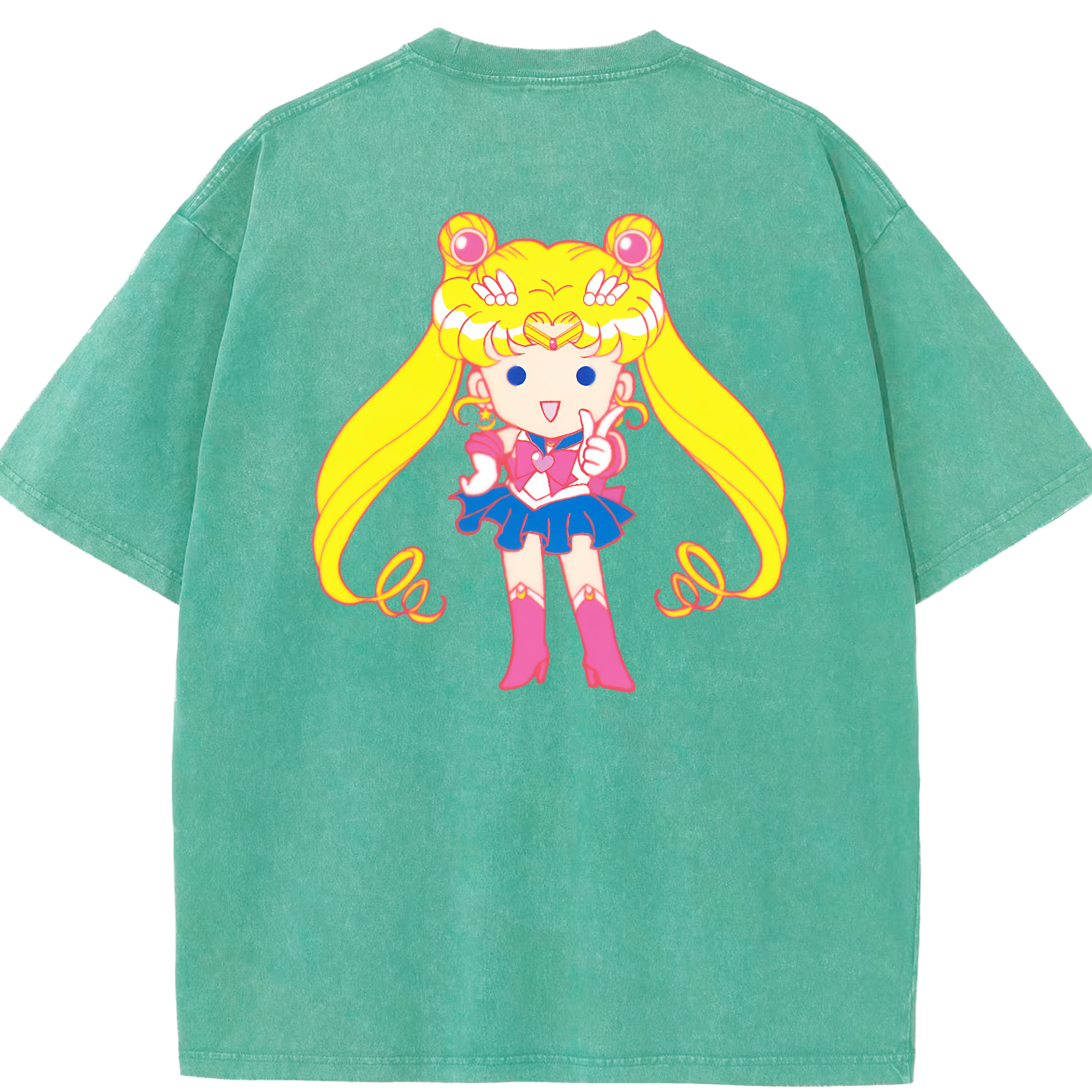 （画像用） 美少女戦士セーラームーン 月野 うさぎ つきの うさぎ Sailor Moon Tsukino Usagi 綿100% ヴィンテージ風 半袖Tシャツ（背面プリント）